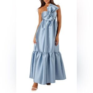 Petal & Pup - Blue Betina Bow One-Shoulder Gown - Size: Large
